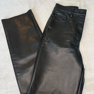 New Wilfred Black Leather Straight Leg Women Jeans